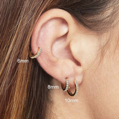 Set of hoop earrings with pavé-set cubic zirconia - 3 sizes