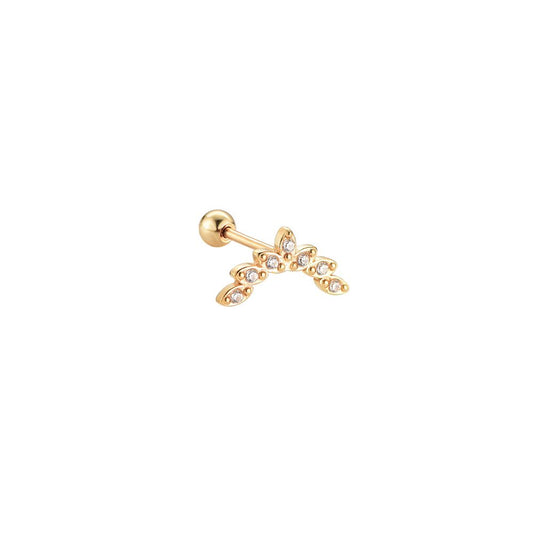 Gold-plated ear piercing with cubic zirconia stones.