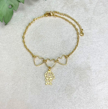 Bracelet with Hollow Hearts and Boy Design