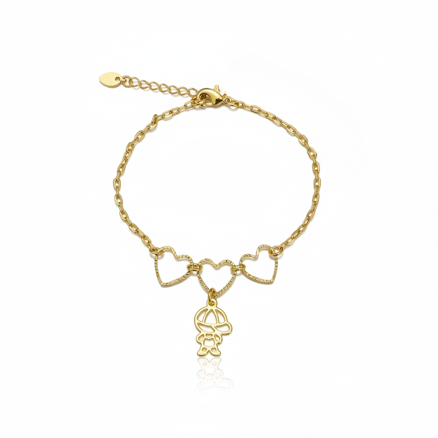 Bracelet with Hollow Hearts and Boy Design