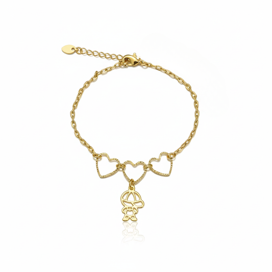 Bracelet with Hollow Hearts and Boy Design