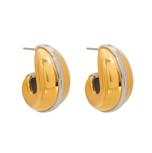 Two-tone hoop earring