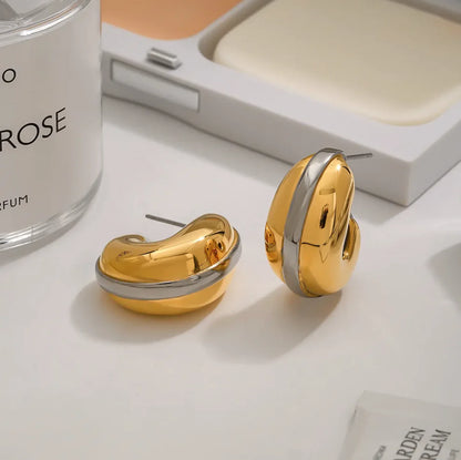Two-tone hoop earring