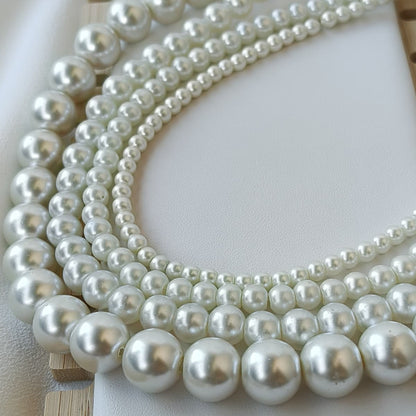 Colar Feminino em Aço com Pérolas Clássicas e Elegantes 8mm