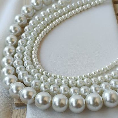Colar Feminino em Aço com Pérolas Clássicas e Elegantes 10mm