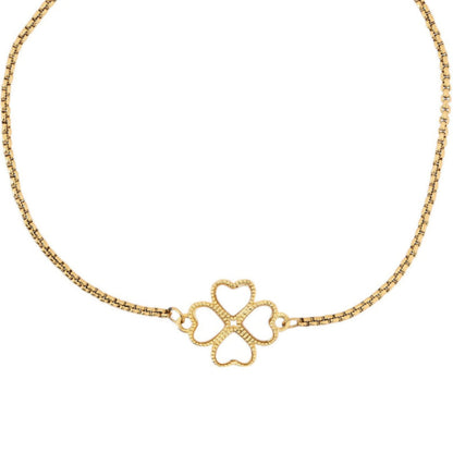 Double-sided clover bracelet, gold plated.