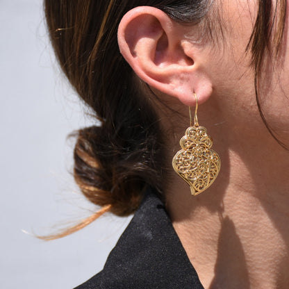 Brincos Coração de Viana Dourados em Filigrana Tradicional