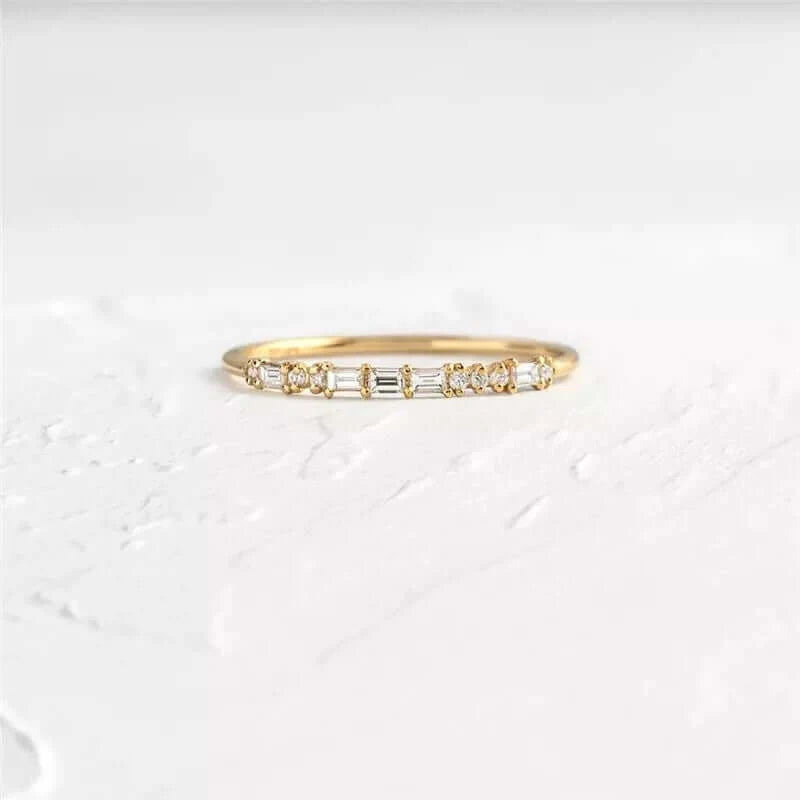 Minimalist Gold Ring with Zirconias in a Line