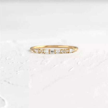 Minimalist Gold Ring with Zirconias in a Line