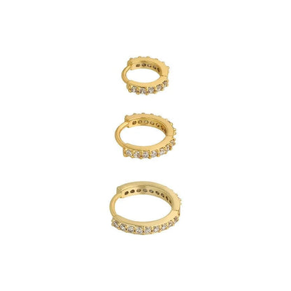 Set of hoop earrings with pavé-set cubic zirconia - 3 sizes