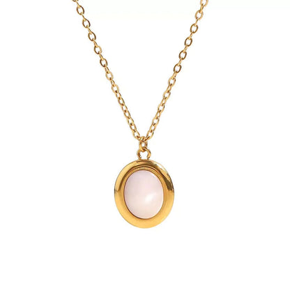 Necklace with White Oval Stone