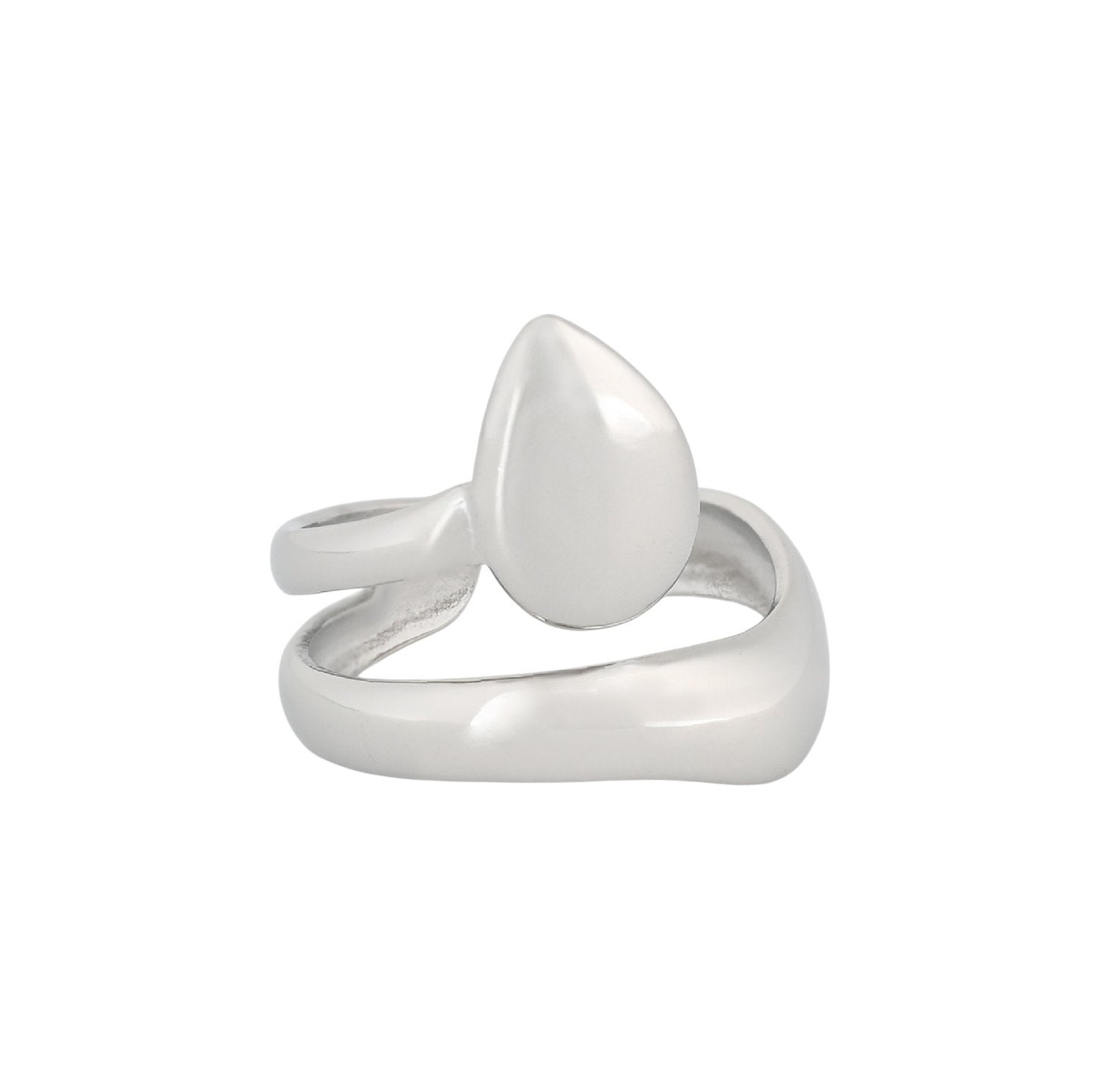 Adjustable Silver Ring with Minimalist Curved Design in Steel