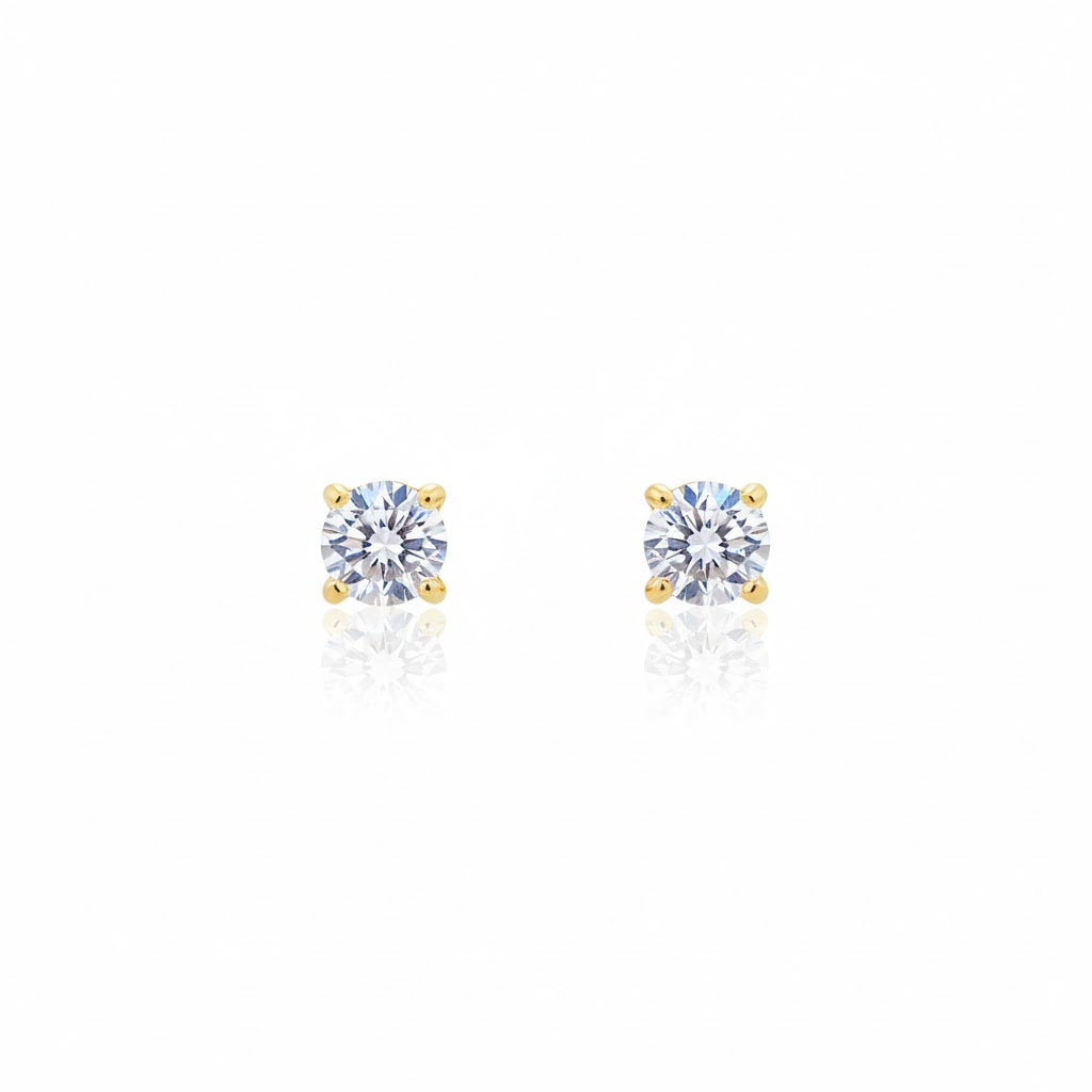 Second Hole Earring with Cubic Zirconia Stud, 4mm
