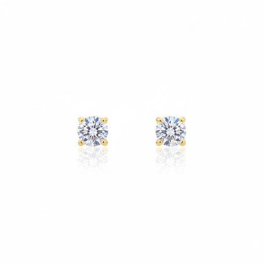 Second Hole Earring with Cubic Zirconia Stud, 4mm